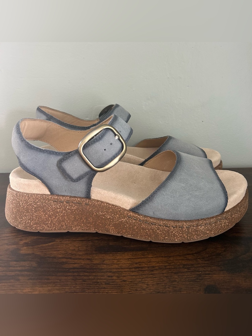 Dansko Bianca Burnished Suede Sandals Blue Womens Size 41 US 10.5